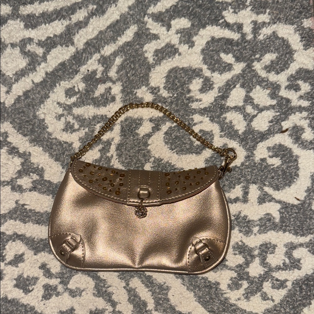 Metallic Gold Women’s Chain Handle Shoulder Bag
